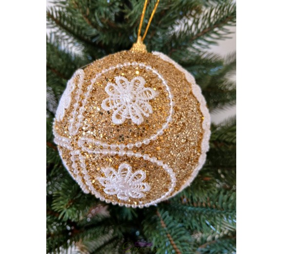 Новорічні кулі золоті з орнаментом Ø100мм, ціна за набір 2 шт (SH272)